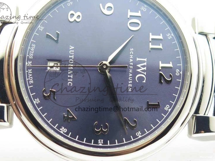 MIROTIME 0209 Da Vinci IW356601 SS TW 1:1 Best Edition Blue Dial On Black Leather Strap A Durable 7239